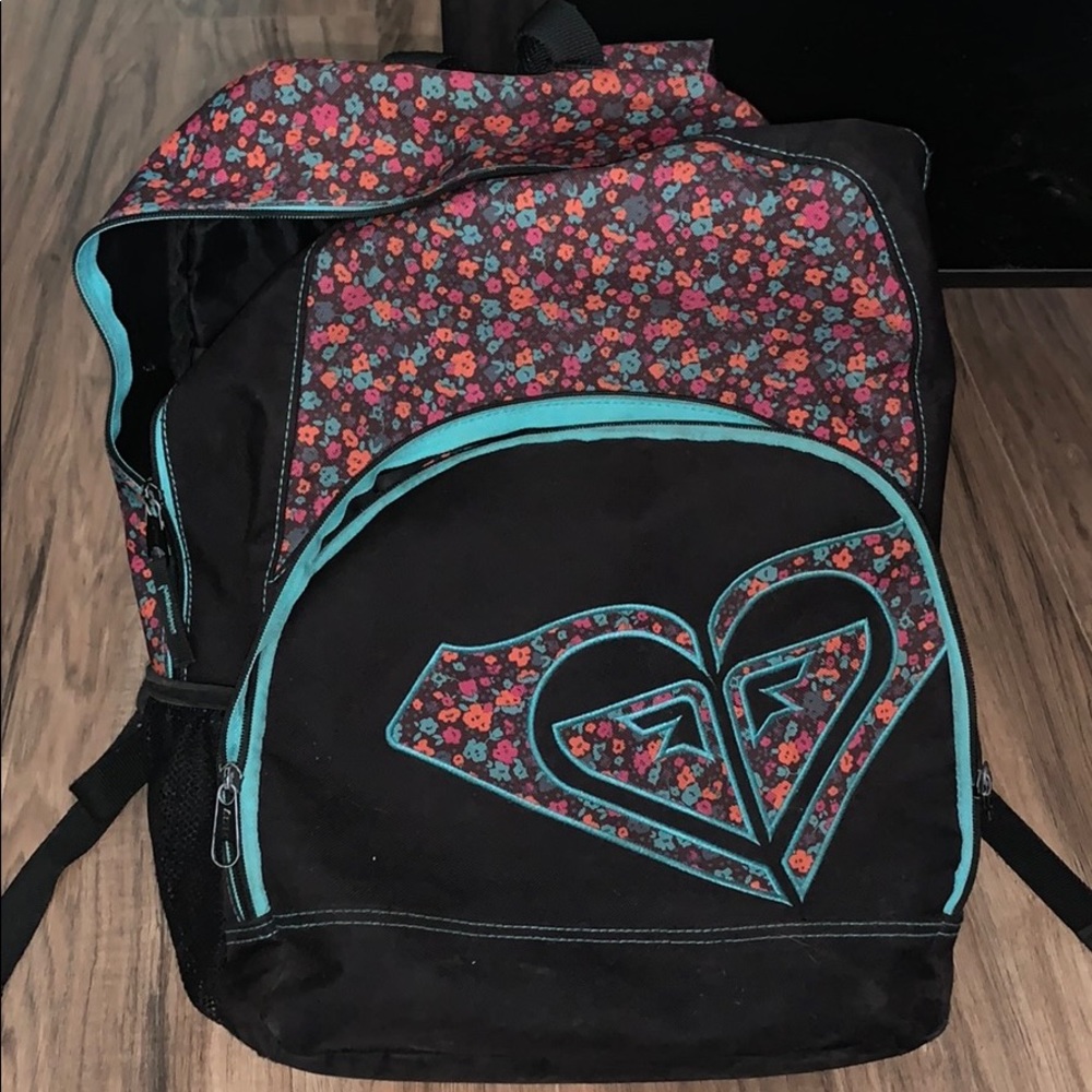Roxy black and flower backpack with laptop sleeve
